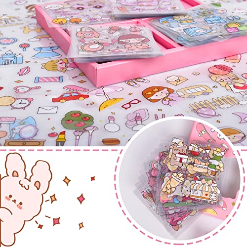 600+Pcs Cute Cartoon Stickers Kit Pet Pink Kawaii Stickers Decorative Waterproof Kid's Stickers Set For Scrapbooking Supplies Aesthetic Junk Journal Journaling Craft #TOP4