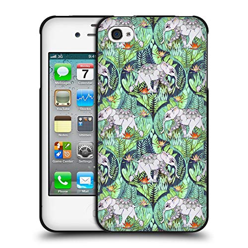 Head Case Designs Officially Licensed Micklyn Le Feuvre Little Elephants On Jungle Adventure Animals Black Soft Gel Case Compatible With Apple iPhone 4 / iPhone 4S