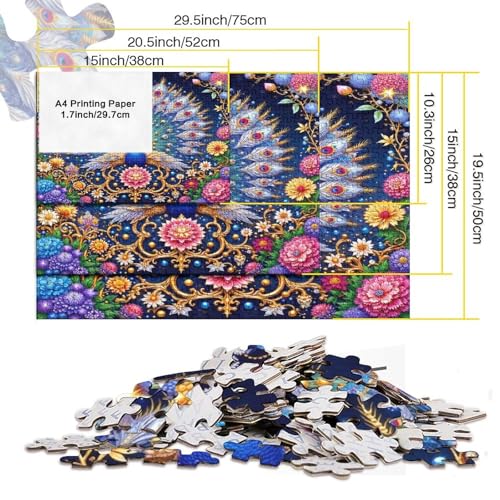 Reduce el estrés con el puzzle de 1000 piezas de flores y pavo real de 70x50 cm 5