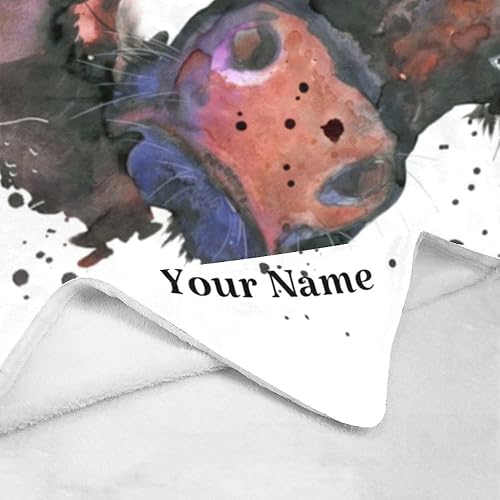 Miniatura 4 de Manta personalizada con texto con nombre, manta personalizada de animales en acuarela de vaca, manta de forro polar súper suave para sofá, cama (50