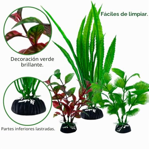 Miniatura 4 de Lancare Plantas Plásticas Decoración Acuarios, Plásticas Decoración Y Paisajista, Decoración Y Cubierta De Resina Para Peces 16pcs Verde B