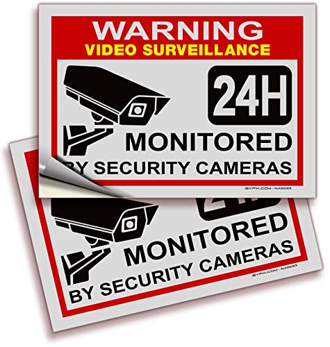 Isyfix Video Surveillance Sign Sticker - 2 Pack 10X7 Inch - Cctv Security Premium Self-Adhesive Reflective Vinyl, Laminated For Ultimate Uv Protection, Water & Fade Resistance, Indoor & Outdoor #TOP7