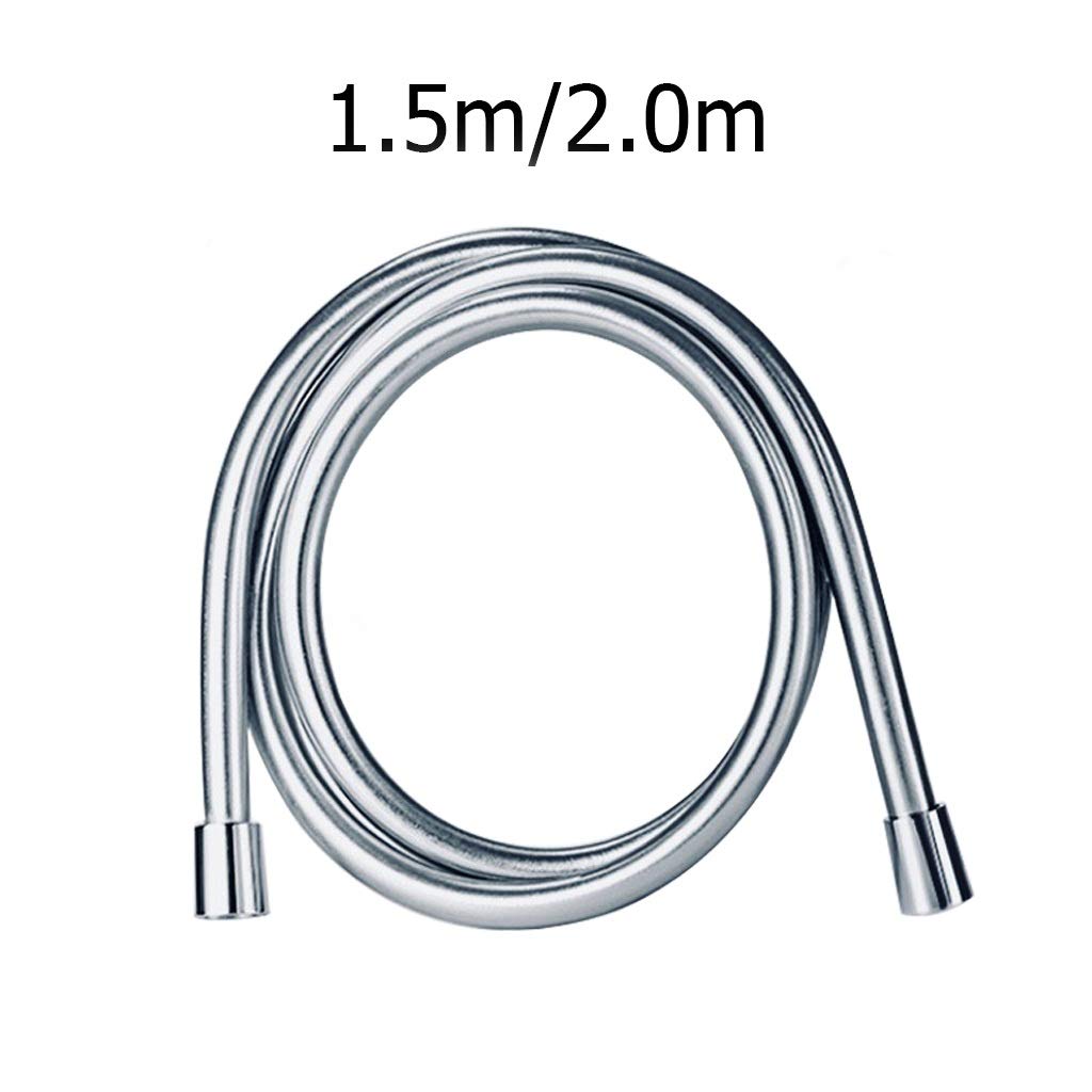 Flexibler PVC-Brauseschlauch, 1,5 m, silberfarben, glatt geflochten, für Handbrause, Badezimmer-Ersatzschlauch, einfache Installation, auslaufsicheres Design