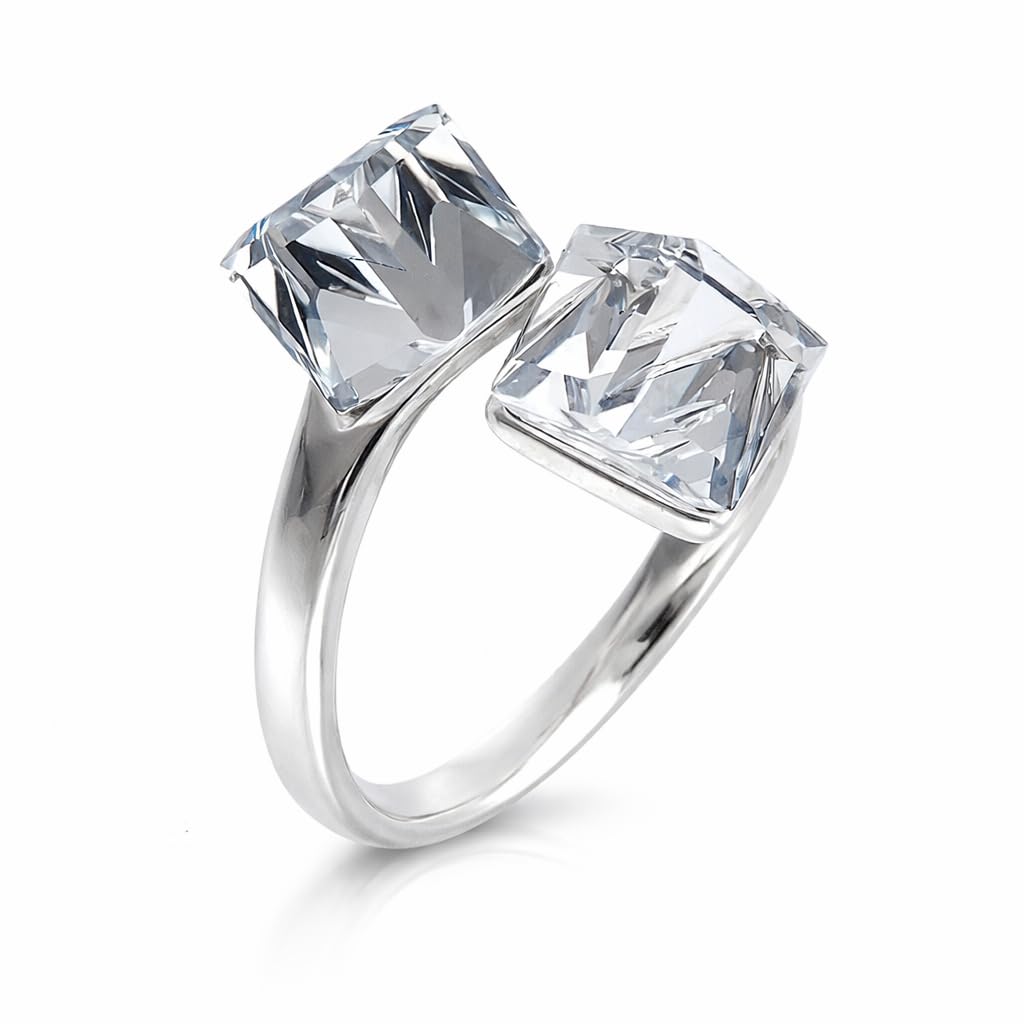 Arande, Srebrny regulowany pierścionek z kryształami Crystal, srebro 925, certyfikat autentyczności