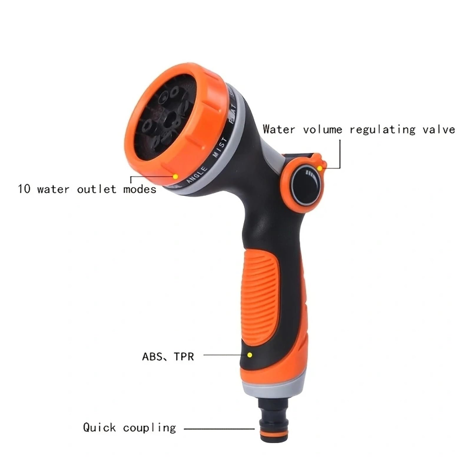Pistola pulverizadora con manguera Boquilla, Pulverizador de agua con boquilla for manguera jardín y coche 10 modos un solo clic, plástico ingeniería