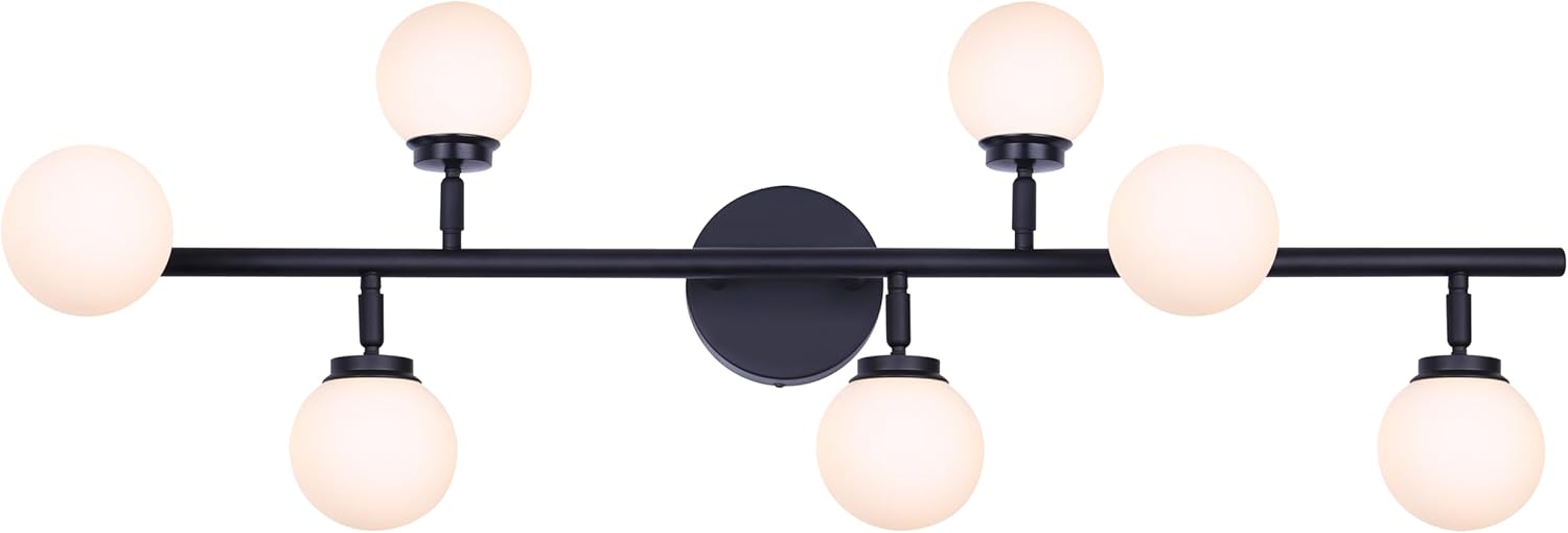 Horizon LED Track Light - 7-Light, 29W Integrated LED, 1600 Lumens, 3000K, Dimmable, 38" Wide, Black Finish, Modern Lighting for Kitchens, Studios