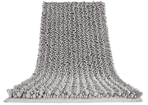 Yimobra Original Luxury Chenille Bath Mat, 55.1 X 24 Inches, Soft Shaggy And Comfortable, Large Size, Super Absorbent And Thick, Non-Slip, Machine Washable, Perfect For Bathroom, Gray #TOP7