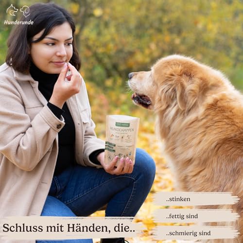 Hunderunde – Hundehappen Schlafmütze 3×125 g – vegane Hundeleckerli mit Hanf, Baldrian & Kamille – reich an B-Vitaminen – glutenfrei & beruhigend – ideal für Sensible Hunde – entspannende Hundesnacks