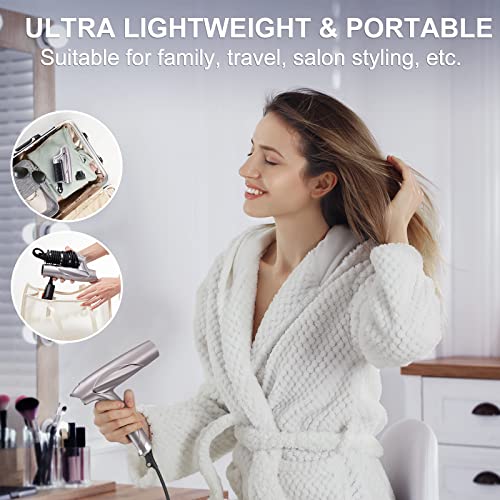 Hair Dryer, Professional Ionic Hair Dryer, Compact Quiet Hair Dryer, Portable Travel Hair Dryer, Brushless Motor. Foldable Hair Dryer With Magnetic Nozzle,Wind Speed/Temperature Three-Speed Adjustment #TOP6