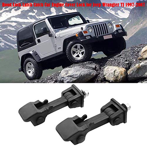 Sangmei Trava da tampa do capô Trava da tampa do motor do carro compatível com Jeep Wrangler TJ 1997