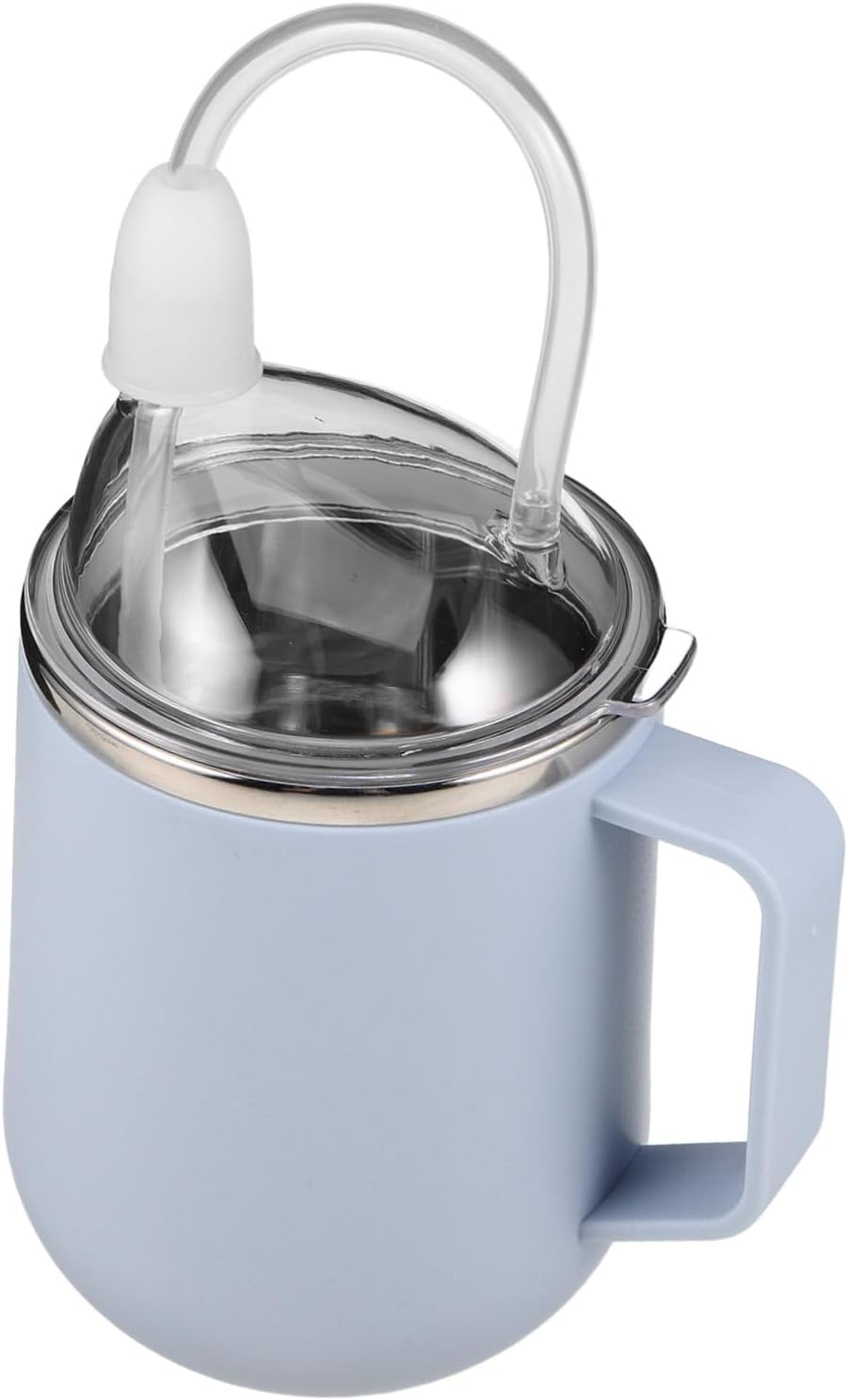 NOLITOY Leakproof Stainless Steel Sippy Cup with Straw and Ergonomic Handle for Elderly Seniors Disabled Maternity Nursing Care Drinking Aid for Dysphagia and Bedridden Patients Sky-blue