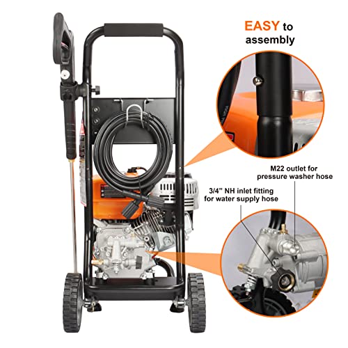 Genmax Gpw3000-H Gasoline Pressure Washer 3000 Psi And 2.4 Gpm，Includes Spray Gun And Wand，3 Quick-Connect Nozzles，High Pressure Hose (25Ft)，Best For Cleaning Homes, Cars, Driveways, Patios #TOP2