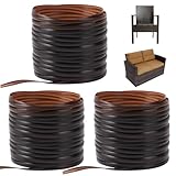 Biugaaufai 3 Pcs 120ft Wicker Repair Kit Gradient Coffee Brown Flat Plastic Weaving Rattan, Synthetic Embossing Rattan Fix Material for Patio Furniture, Chairs, Baskets