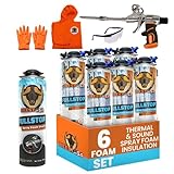 BEEST FullStop Spray Foam Insulation Kit for Walls and Attic - 120 Board ft/sq.ft. Perfect Heat & Acoustic Insulation for Reduced Energy Bills - 6X Spray Foam Can, Cleaner, Pro X Gun & Safety Gear