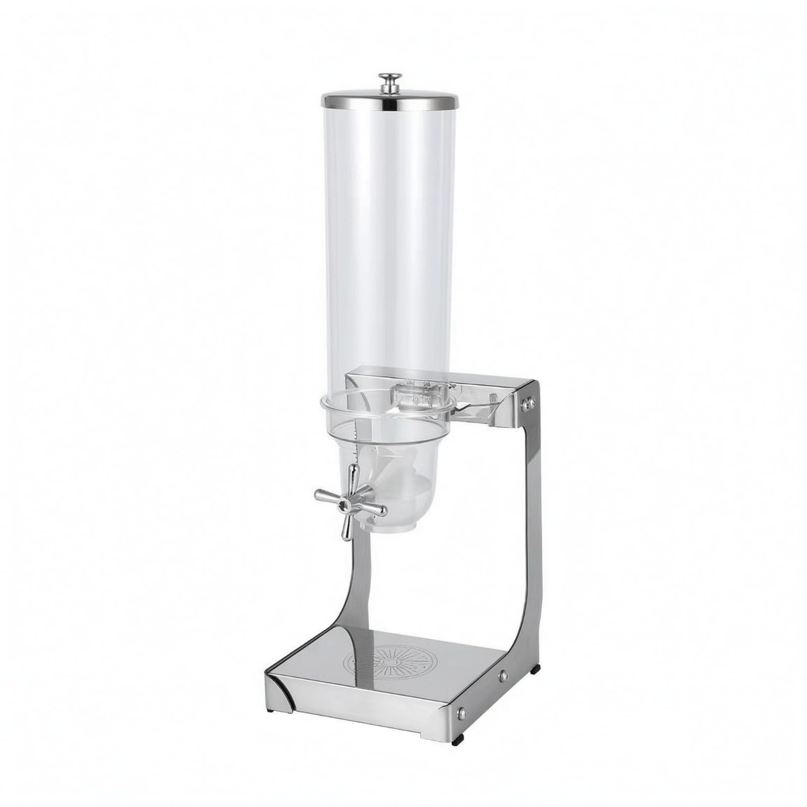 Dispenser di Cereali Distributore per Alimenti Secchi Contenitore Granaglie da Piano in Acciaio Inox con Cilindro Trasparente per Servizio Regolato, 3.5L Singola Testa
