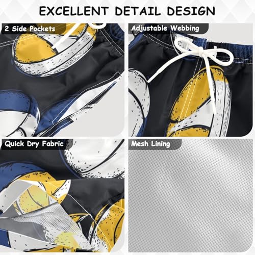 Boys Beach Board Shorts Volleyball Ball Black Sport Swim Trunk Teen Swimwear 8-16Y3