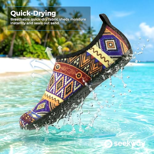 Image of SEEKWAY Water Shoes Women Men Adult Quick-Dry Aqua Socks Barefoot Non Slip for Beach Swim River Pool Lake surf Black SK002(U)