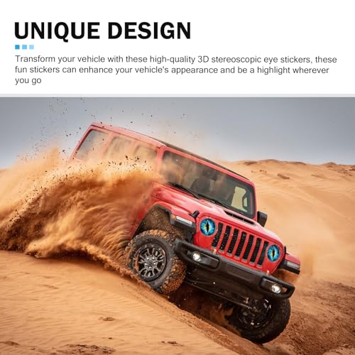 Image of 2 PCS Beast Eyes Decals, 3D Stereo Eyes Light Stickers, Round Eyes Light Decal, Wrangler Accessories Eyes Modification, Cool Car Body Decoration Stickers, Compatible with Wrangler (Blue)