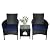 JRBIAOGE Patio Conversation Furniture 3-Piece Set PE Rattan Wicker Chair with Table Suitable for Patio, Poolside, Lawn and Other Outdoor Occasions (Black+Dark Blue)