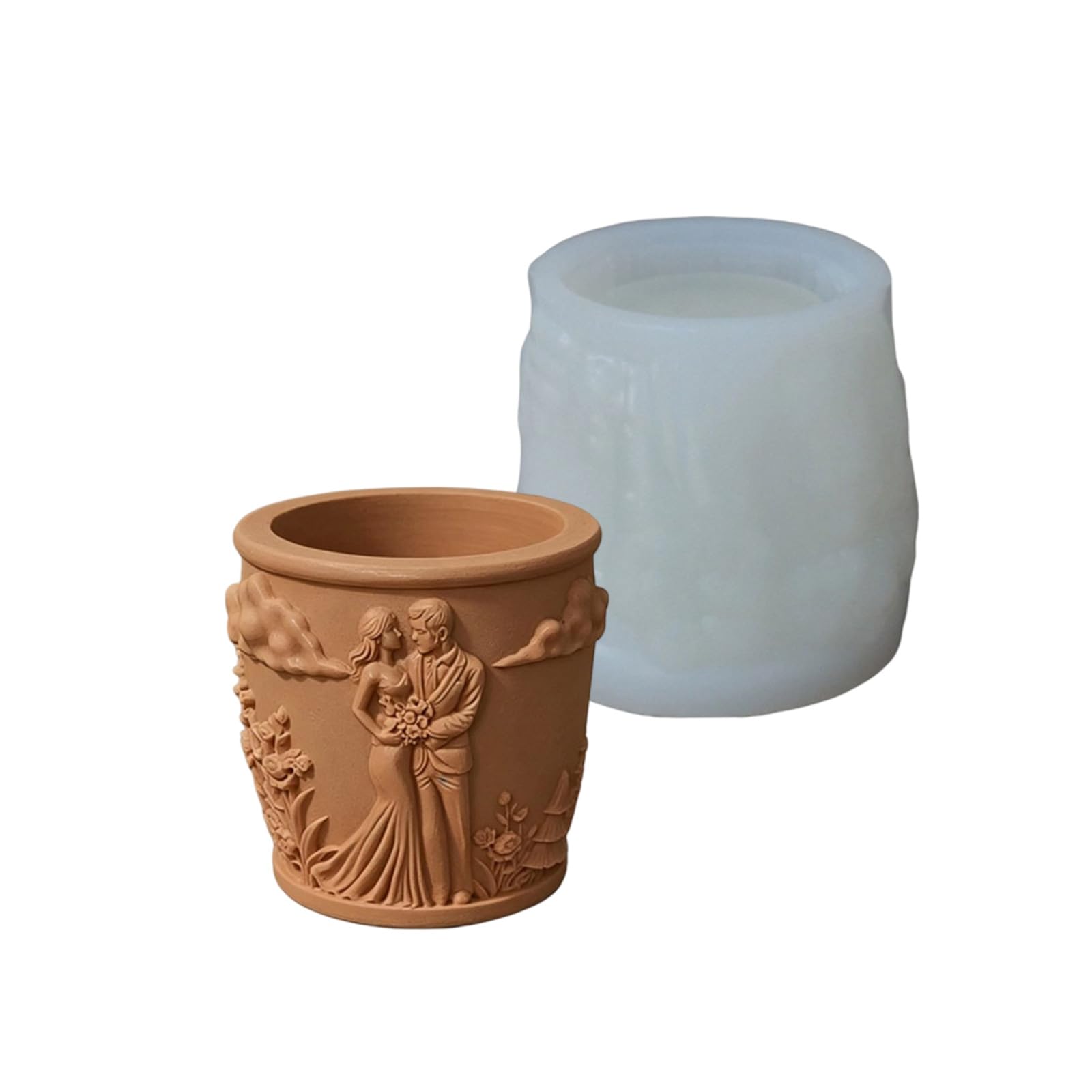 Kangnice Sturdy Silicone Flower Pots for Resin Cement Creation Suitable for Gifts and Decoration Couple Figurine Resin