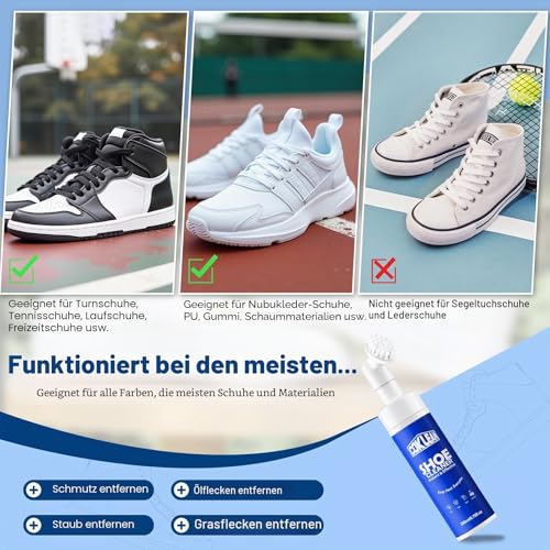 Coklean Sneaker Reiniger (200ml Großvolumen) Cleaner mit integrierter Bürste für Sneaker und Schuhe Professionelle Reinigung für alle Materialien (außer empfindliche Softleder)