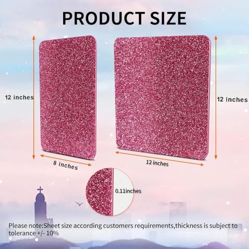 Image of Acrylic Sheets Both-Side Glitter Acrylic Sheets 1 /8 Thick for Laser Cutting Engraving Plexiglass Sheets for Art Design Crafting DIY Home Decore Festival Ornaments (2, Pink, 8x12inch)