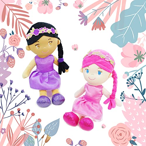 Fancyoh! 12" Soft Rag Doll Grace - Plush Baby Doll Gift For Kids - Purple Dress #TOP4