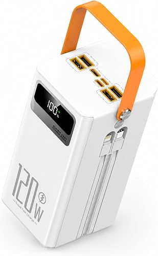 120W Fast Charging Power Bank 80000mAh Portable Charger with Multi Ports White