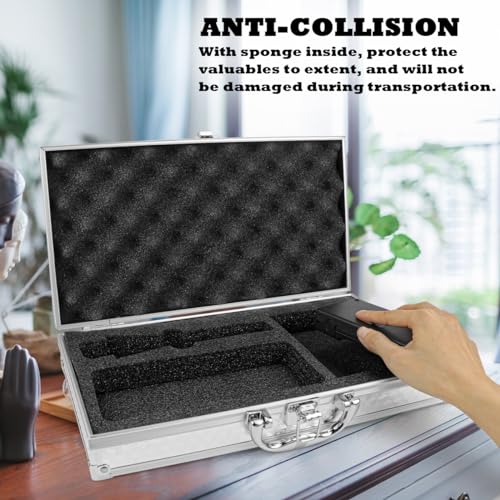 Aluminum Case with Lock Portable Metal Hard Suitcase Professional Clipper Case Aluminum Briefcase with Ripple Foam,Sliver (13.7x7.5x2.5Inch), Sliver, fashion 5