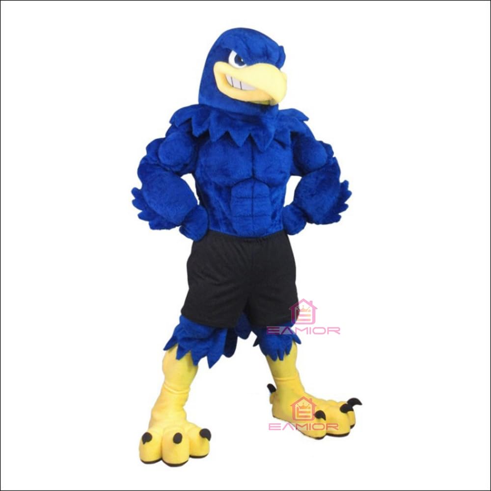 Handsome Blue Falcon Mascot Costume Mascot Costume Adult Size for Men Women with Built-in Fan and Ice Pack