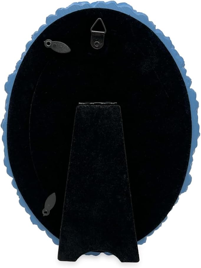 Laura Ashley 4x6 Blue Hydrangea Flower Textured Hand-Crafted Resin Oval Picture Frame with Easel & Hook, Tabletop & Wall Display, Decorative Floral Design Home Décor, Art, Photo Gallery (4x6, Blue)