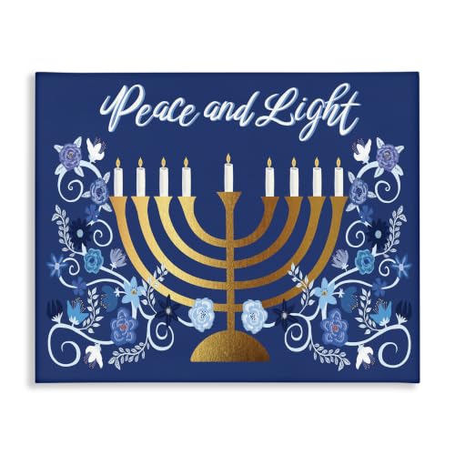 Floral Hanukkah Menorah Peace, 24 x 30 Inch Canvas Wall Art
