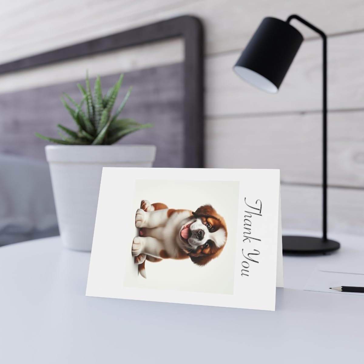 DistinctInk Greeting Card/Note Card -St. Bernard Puppy Photograph Birthday - PACK of 25