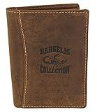  Herren Portemonnaie aus weichem echtem Leder im Hochformat robuste Geldbörse Ledergeldbörse Geldbeutel Dunkelbraun GB07 (GB07_Dunkelbraun_Hochformat_Skorpion)