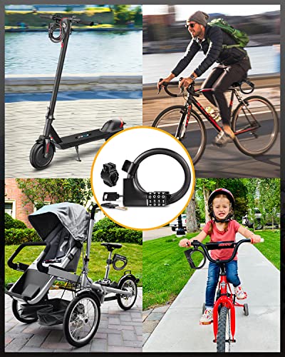 Keystp Bike Lock Cable With Combination & Key, Password Lost Retrievable Bicycle Lock Anti-Theft, Coiled Secure Resettable Bike Combination Lock With Mounting Bracket For Bikes And Scooters #TOP5