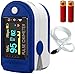 Price comparison product image Pulse Oximeter Blood Oxygen Saturation Monitor with Batteries and Lanyard Included (Navy Blue) (1)