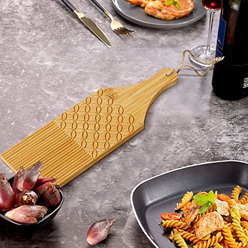 Kvmorze Combo Gnocchi Pasta Board, Natural Bamboo Gnocchi Paddle Pasta Making Tool With Garganelli Stick, Quick Gnocchi Stripper And Paddle, Small Creativity Kitchen Tool For Making Pasta And Butter #TOP3