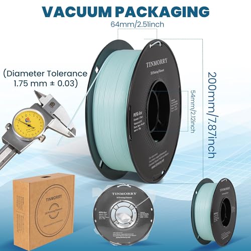 Image of TINMORRY PETG Filament 1.75, Rapid PETG-Eco 3D Printer Filament, Compatible with Most FDM 3D Printers, 1 KG 1 Spool, Ice Bule