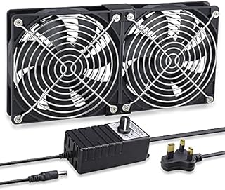 GDSTIME 2 x 120mm DC 12V High Performance Fan 220V 230V 240V AC Speed Controller for DIY Chassis Machine Server Workstation Cabinet Cooling