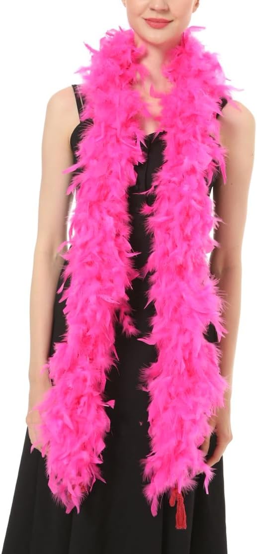 80 Gram, 2 yards Long Turkey Chandelle Feather Boa 10 Color, Great for Party, Wedding, Halloween Costume, Christmas Tree Decoration (candy pink color)