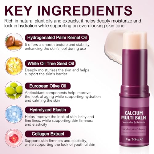YUEPLATTNMAY 2PCS Calcium Multi Balm Stick, Calcium Volume Multi Balm, Anti Wrinkle Collagen Moisturing Stick - Anti-aging, Hydrating, Firming Skin, Suitable for Eyes, Neck and Face
