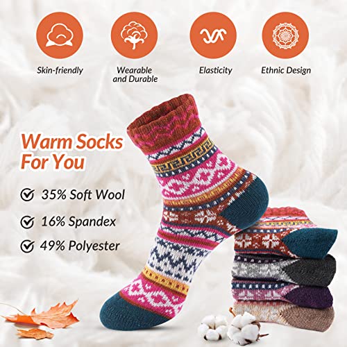 Image of Wool Socks for Women - Womens Wool Socks Winter Sock for men Warm Thick Knit Soft Vintage Casual Crew Sock