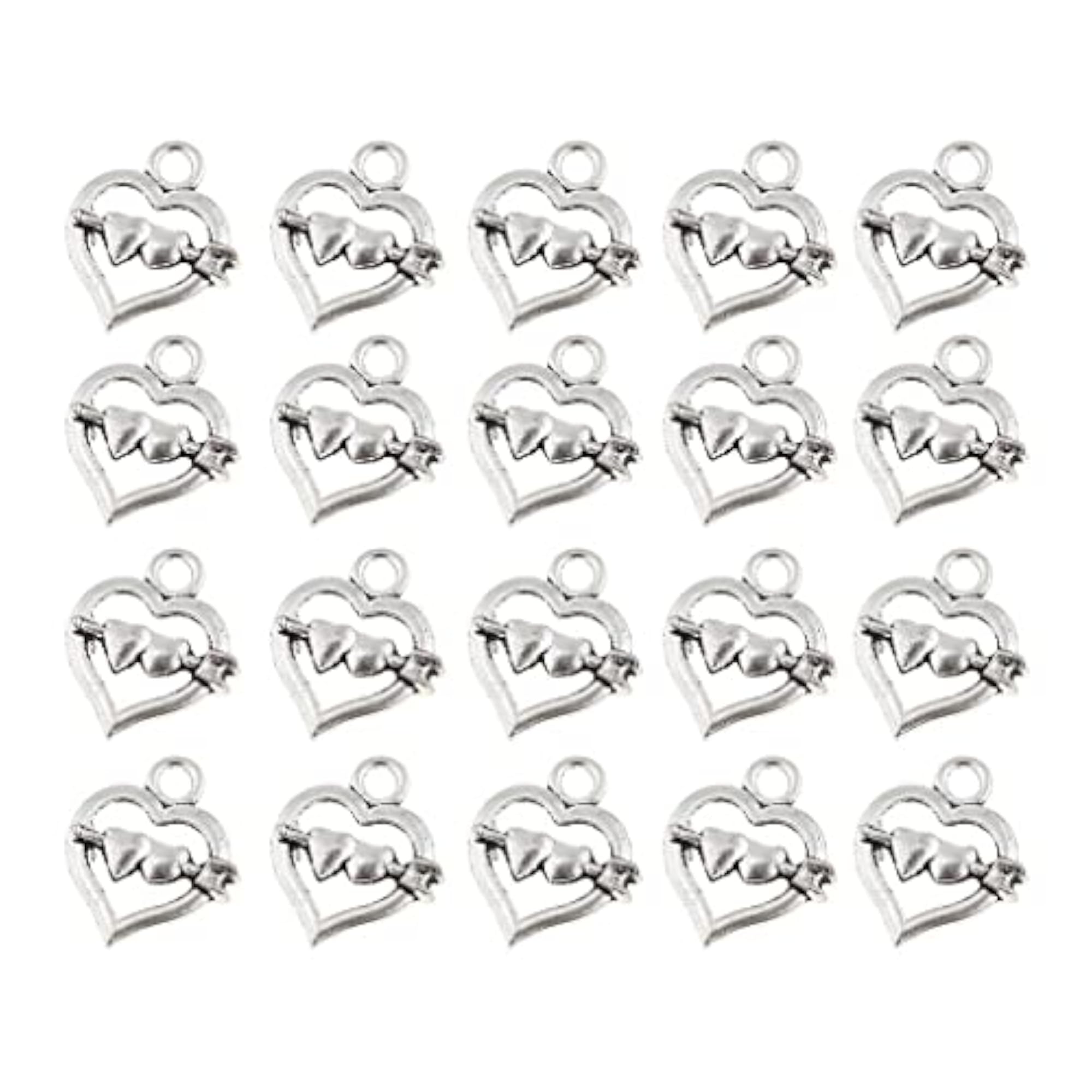 20x Love Heart Design Charms Pendant for DIY Jewelry