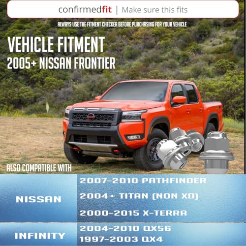 Image of Wheel Accessories Parts 24 Pcs M12x1.25 12x1.25 Thread OEM Factory Style Lug Nuts 1.45 inch Long Chrome 13 /16 inch 21mm Hex 40224-JK00A 611-294 Fits Nissan Frontier Titan (Non XD) X-Terra