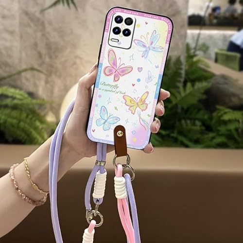 Phone Case Compatible with OPPO Realme8s/K9X/Realme9 5G India, Anti-knock Silicone Durable Necklace TPU Full wrap Soft case Back