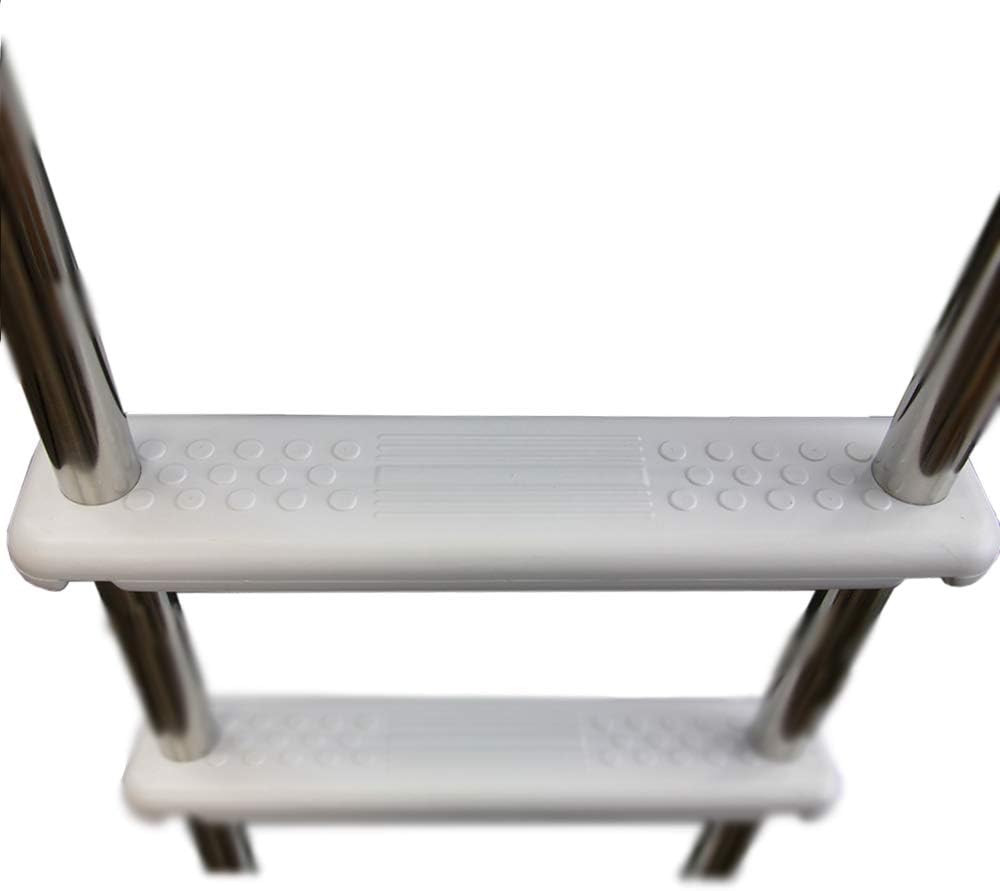 Aqua Select Hi-Rise Reverse Bend Stainless Steel in-Pool Ladder w/Resin Steps | for Above-Ground Swimming Pools
