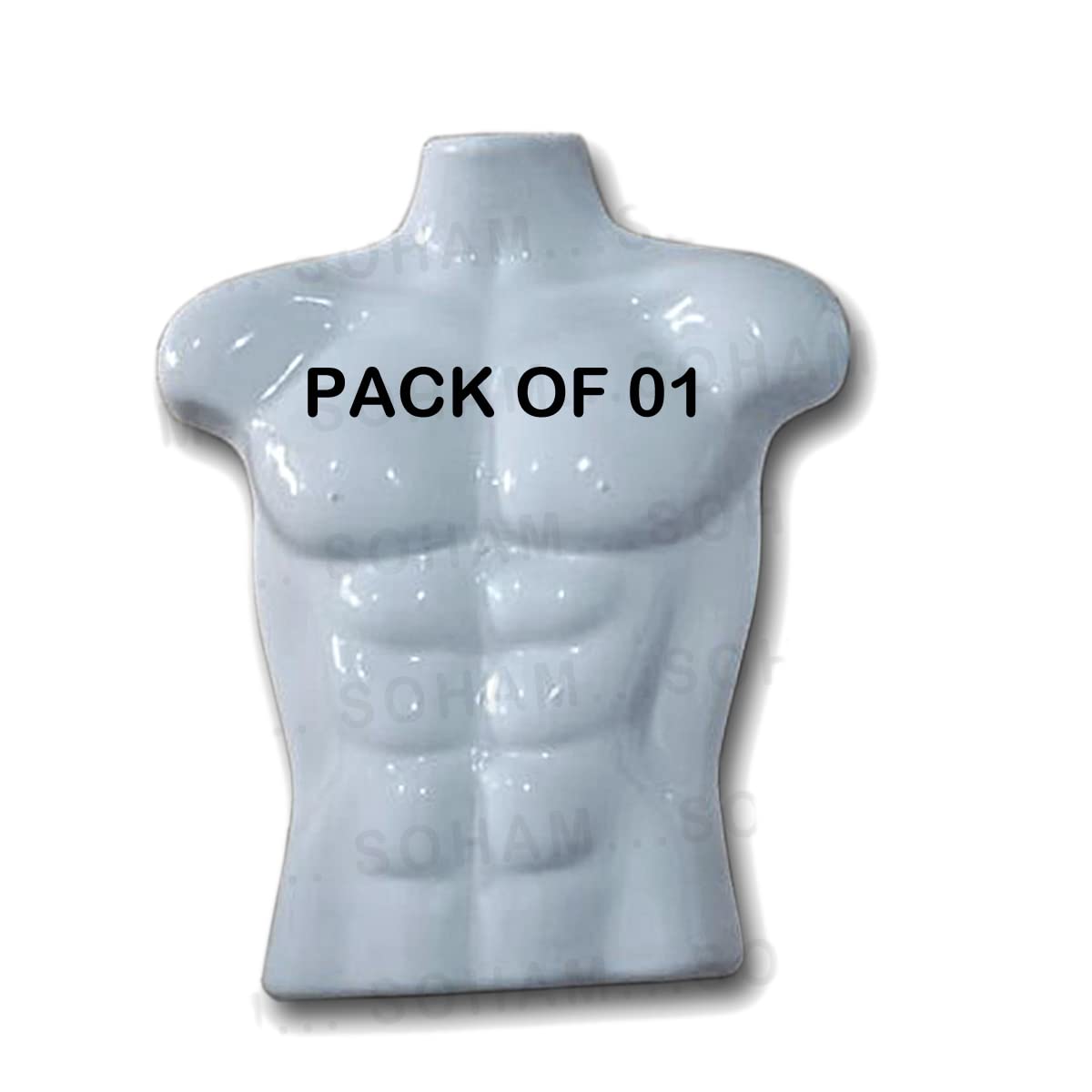 White Color - Non-Breakable Plastic Men Male Body Shell Mannequin- Dummy Type Hangers Kurta Shirt Display Stands - Regular Size ( White )