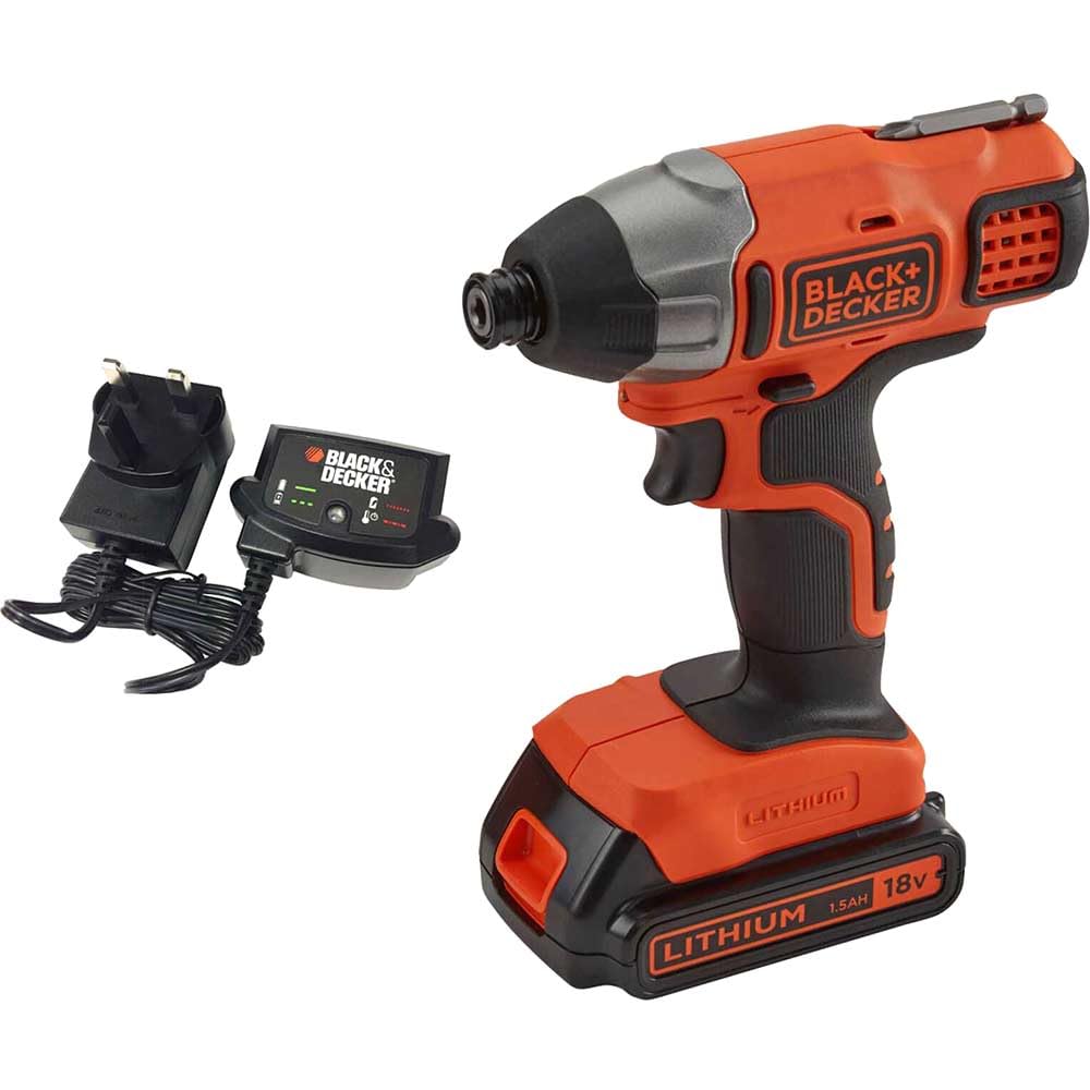 Black & Decker Black Bdcim18c1-Gb & Decker 18V 1.5Ah Li-Ion Cordless Impact Driver Kit