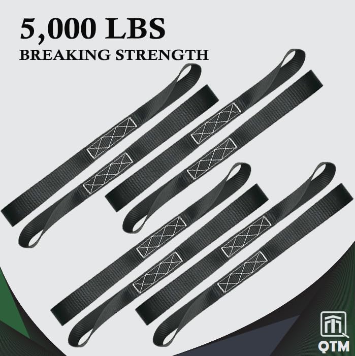 QTM Soft Loop Tie Down Straps Handlebar Straps - Heavy Duty 8 Pack, 1.18 Inch x 17Inch, 5,000lbs Breaking Strength -Best for Motorcycle, Dirt Bike, ATV, UTV