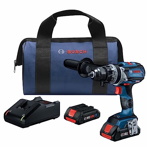 BOSCH GSR18V-975CB25 18V Brushless Connected-Ready 1/2 In. Drill/Driver Kit with (2) CORE18V 4 Ah Advanced Power Batteries by Bosch - Used condition - US$179.00